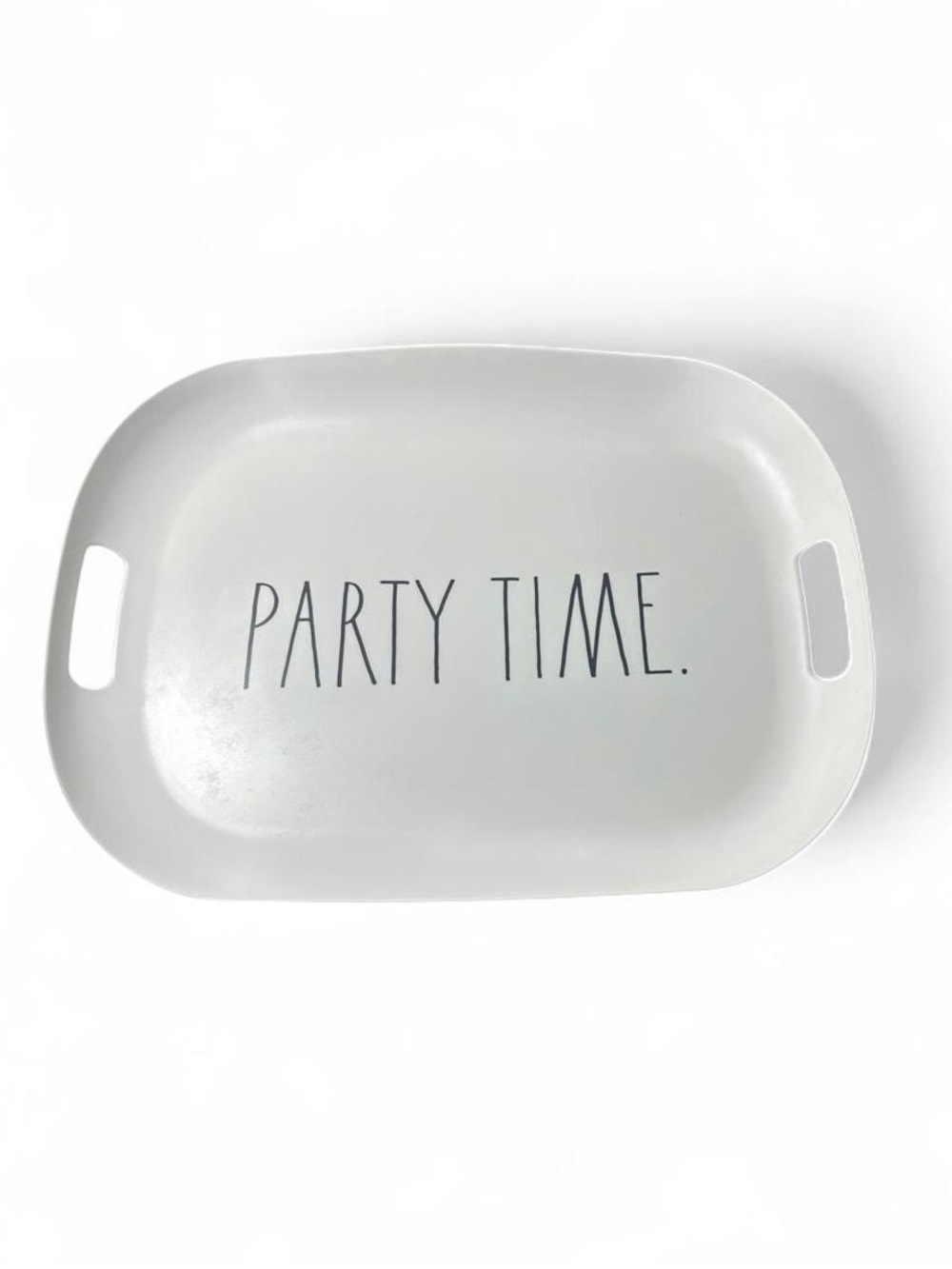 Rae Dunn Serving Tray Party Time White Matte Melamine 14” x 19” x 2”